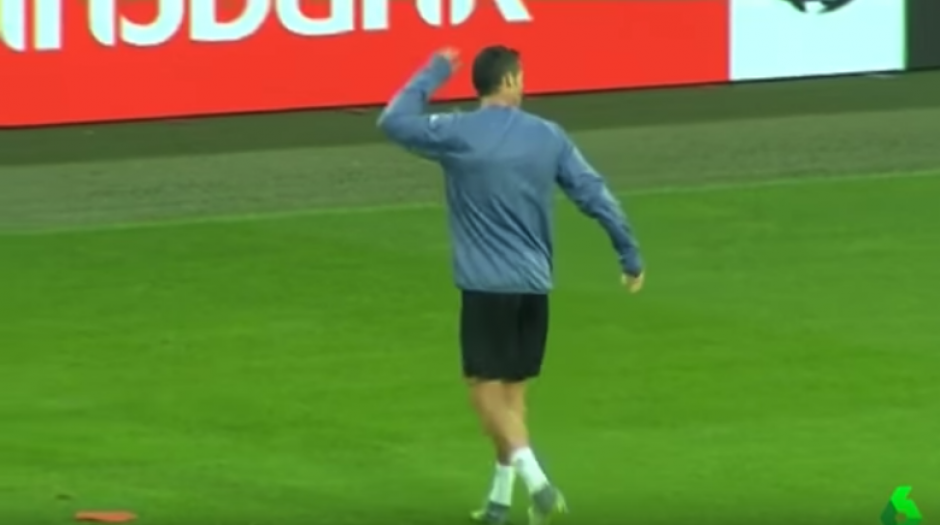 CR7 se enfad&oacute; durante la pr&aacute;ctica. (Captura de Pantalla)