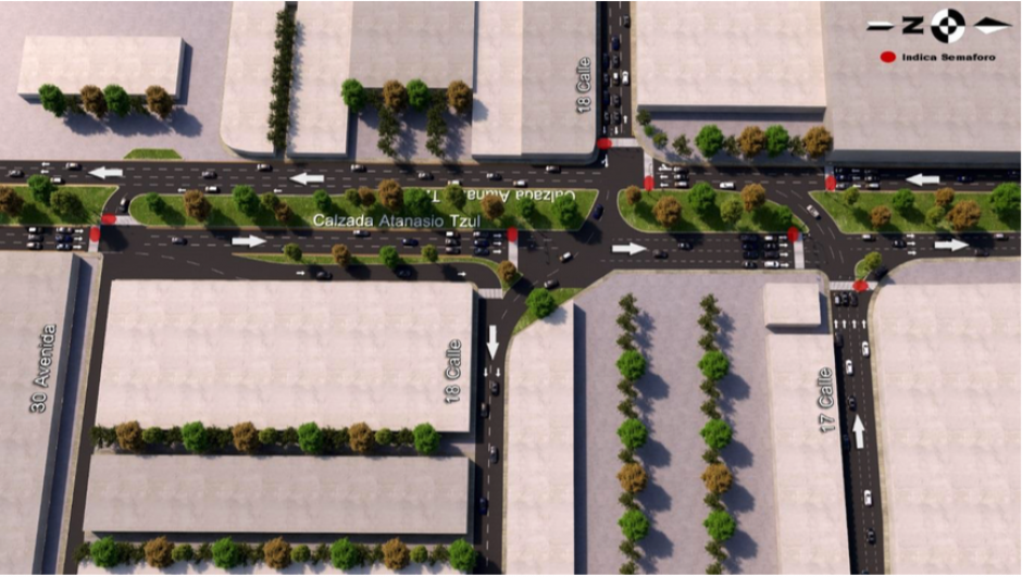 El cambio de v&iacute;as trata de mejorar la circulaci&oacute;n en este sector de la zona 12. (Foto: Muni Guate)