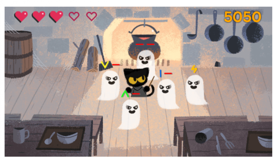 El Doodle de Google para Halloween es un juego interactivo. (Imagen: Captura de pantalla)