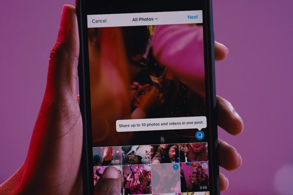 La nueva actualizaci&oacute;n de Instagram permite crear &aacute;lbumes de hasta 10 im&aacute;genes y videos simult&aacute;neamente. (Imagen: captura de pantalla)