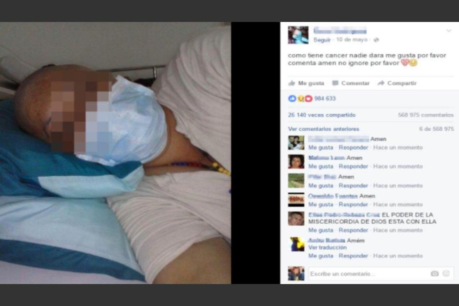 La mayor&iacute;a de publicaciones incluye fotograf&iacute;as de personas con alguna enfermedad o en una condici&oacute;n de vulnerabilidad. (Foto: Facebook)