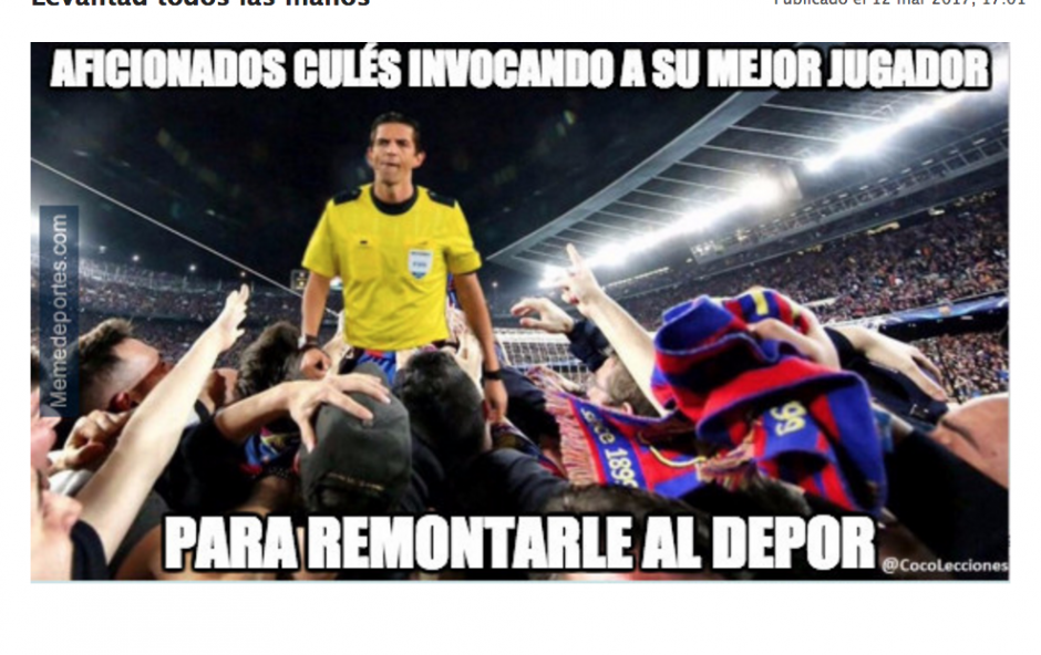 Los memes no perdieron la oportunidad ante la derrota del Barcelona. (Foto: Meme Deportes) 