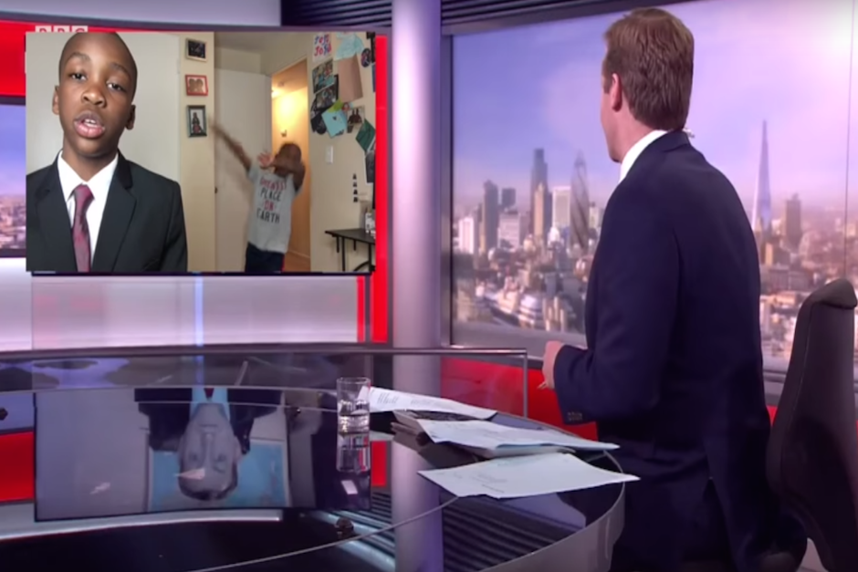 En la parodia, el analista Robert Kelly es interpretado por un ni&ntilde;o que lo imita a la perfecci&oacute;n. (Imagen: captura de pantalla)