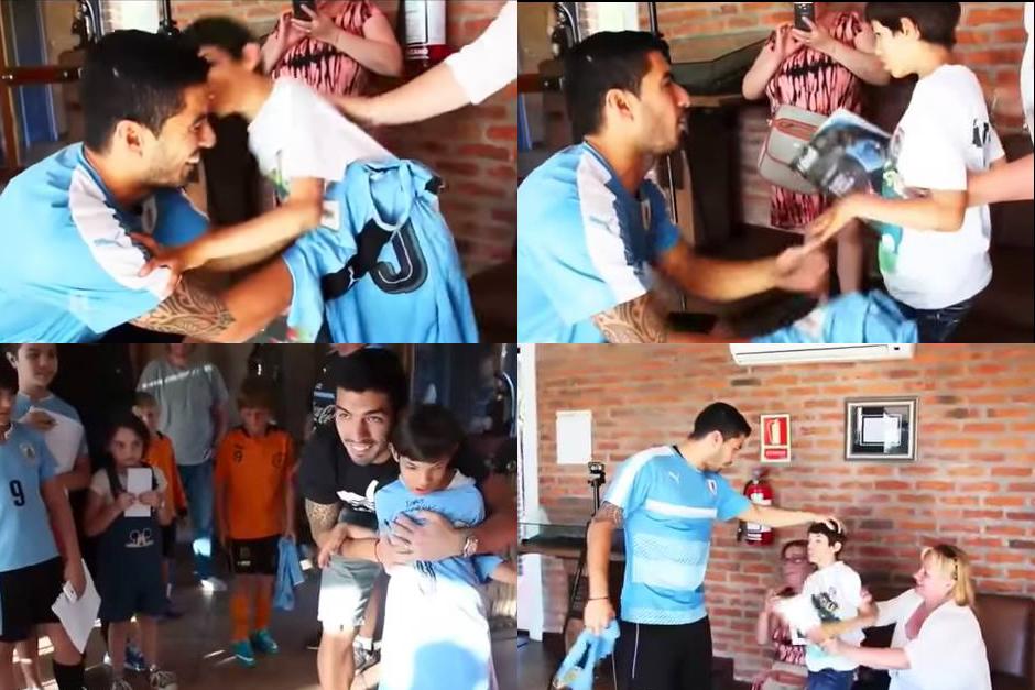 Im&aacute;genes del encuentro de Su&aacute;rez con el peque&ntilde;o Aar&oacute;n. (Imagen: capturas de pantalla)