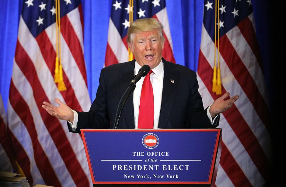 El pasado mi&eacute;rcoles 11 de enero, Trump dio su primer discurso como presidente electo de Estados Unidos. (Foto: Televisa)