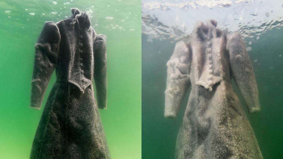 La artista Sigalit Landau sumergi&oacute; un vestido en el Mar Muerto. (Foto: Instagram)
