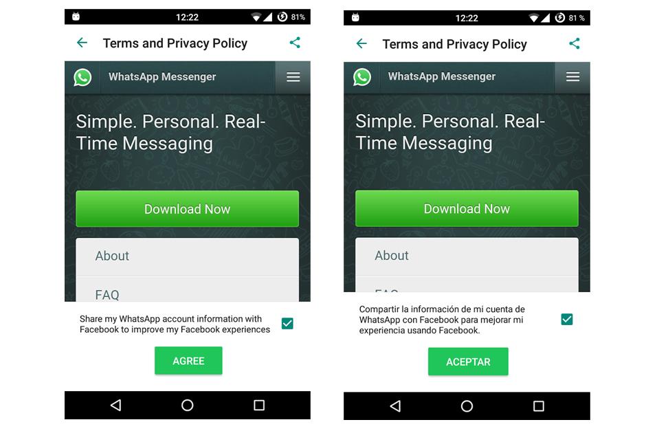 Un experto en Android descubre que Facebook y WhatsApp compartirán tus datos. (Foto: Javier Santos/Twitter)