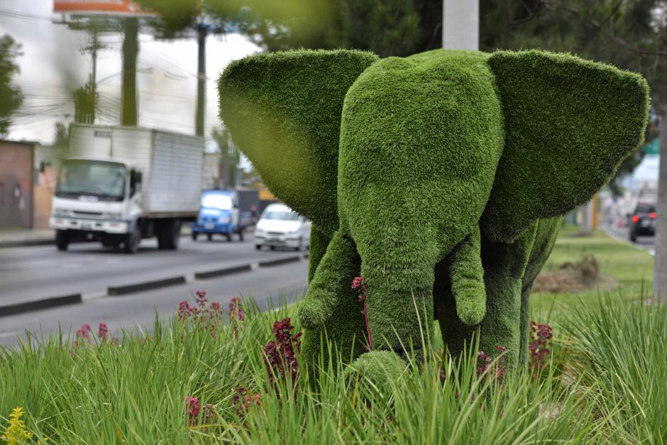 El elefante llama la atenci&oacute;n de cientos de guatemaltecos que transitan por la calzada Ra&uacute;l Aguilar Batres. (Foto: Wilder L&oacute;pez/Soy502)