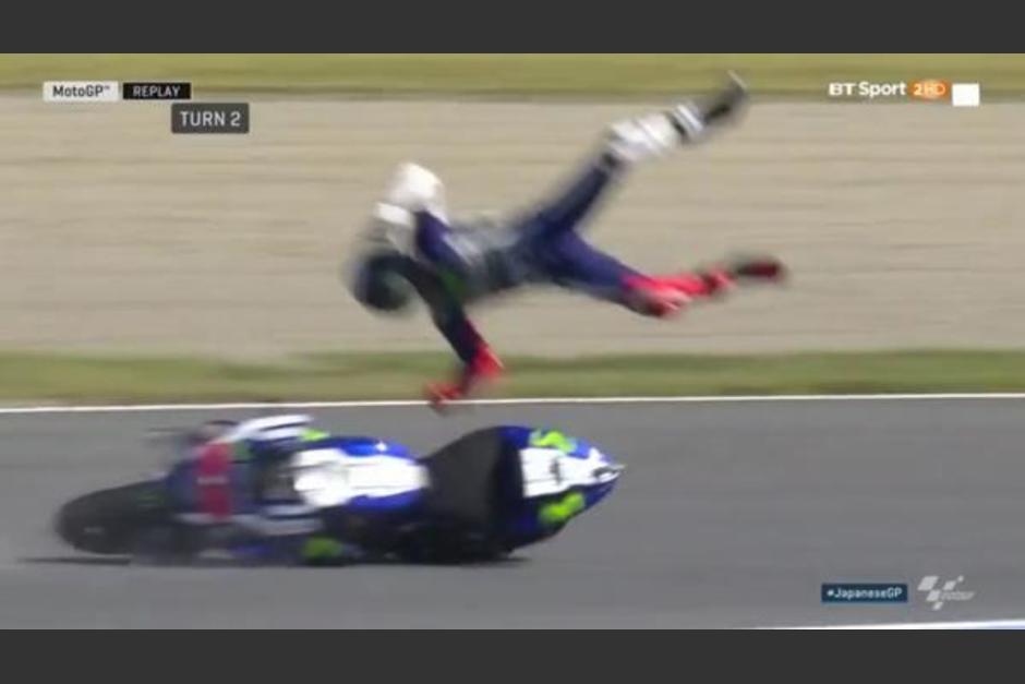 Jorge Lorenzo sali&oacute; disparado por los aires en los entrenamientos del circuito de Jap&oacute;n. (Foto: Infobae)