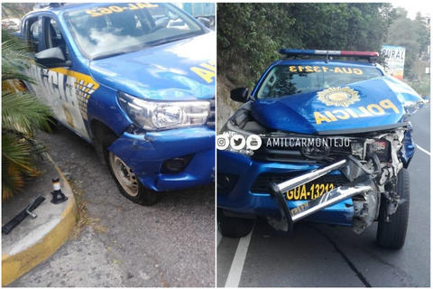 Patrullas de PNC protagonizan dos accidentes en un solo d&iacute;a