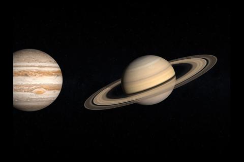 La Luna brilla con Júpiter, Saturno y Marte | Star Walk