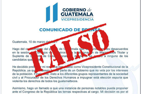 ¿Renunció el Vicepresidente Guillermo Castillo? R:/ FALSO