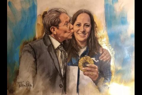 Artista regala retrato emotivo a Adriana Ruano por su oro olímpico