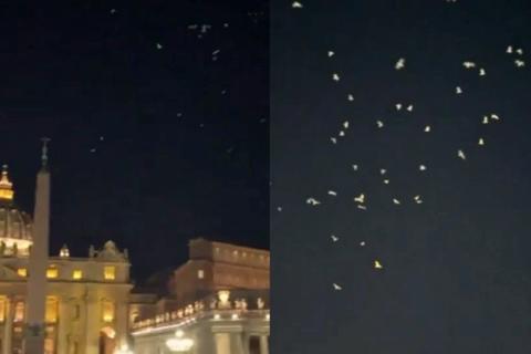 Decenas de aves blancas despiden al papa Francisco durante su funeral (video)