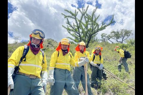 Bomberos forestales combaten incendios en Sierra de las Minas