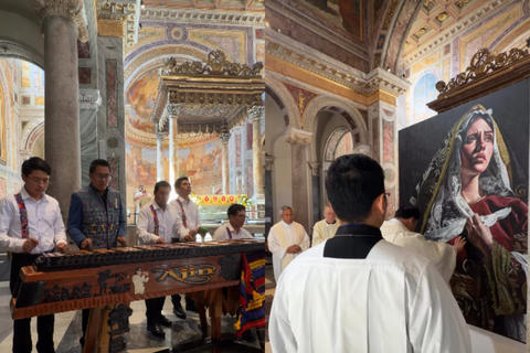 Guatemalteco Chrispapita lleva a Roma imagen 'Maria Addolorata' al ritmo de marimba