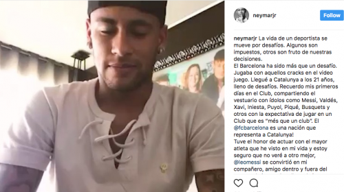 Neymar se despide de Barcelona con este emotivo mensaje