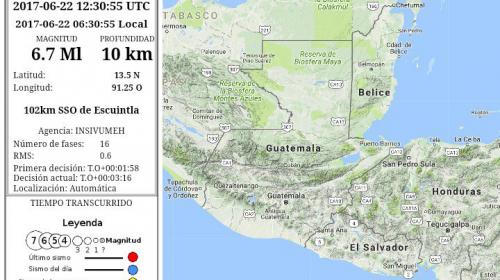 Un fuerte sismo de 6.7 grados sacudi&oacute; a Guatemala