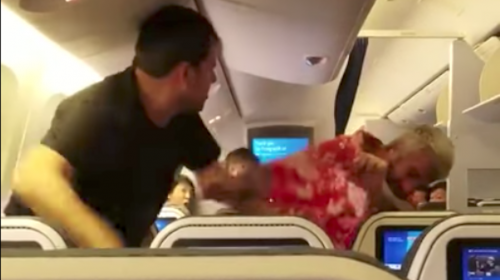 Graban y difunden la violenta pelea entre dos pasajeros en un avi&oacute;n