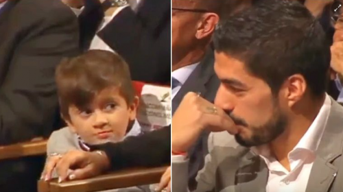 El gracioso duelo de muecas entre Luis Su&aacute;rez y el hijo de Messi