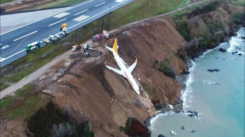 Avi&oacute;n con 162 pasajeros a bordo derrapa al aterrizar y casi cae al mar