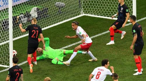 Los raros goles con los que Croacia y Dinamarca empatan 