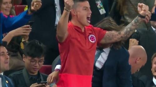 Imperdible festejo de James Rodr&iacute;guez en el gol de Yerry Mina