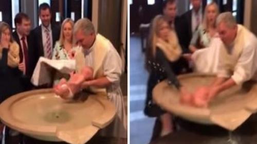 Ins&oacute;lito: un sacerdote deja caer a un beb&eacute; en pleno bautizo