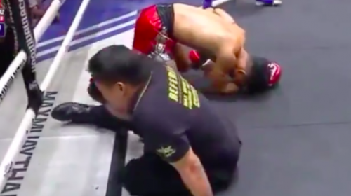 Luchador noquea a refer&iacute; y se arrodilla para pedirle perd&oacute;n