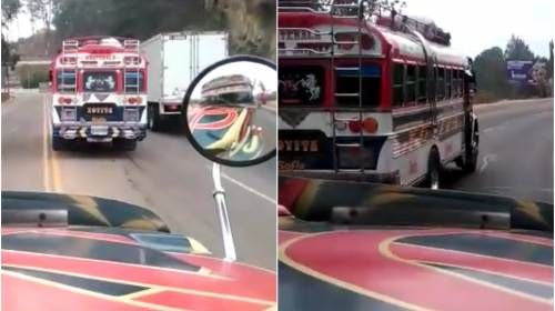 Videos de las peligrosas "peleas" de los buses a toda velocidad
