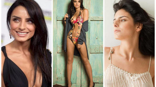 Aislinn Derbez se cubre únicamente con una sexy chumpa de cuero 