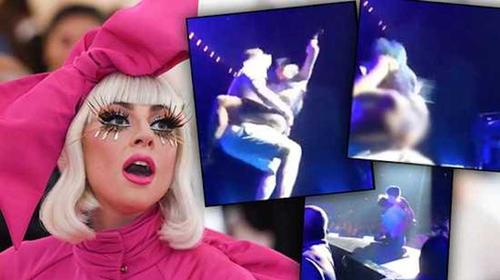 Lady Gaga se trepa sobre un fan y cae brutalmente del escenario