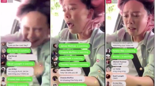 Influencer conduce y transmite “en vivo” su propio accidente 