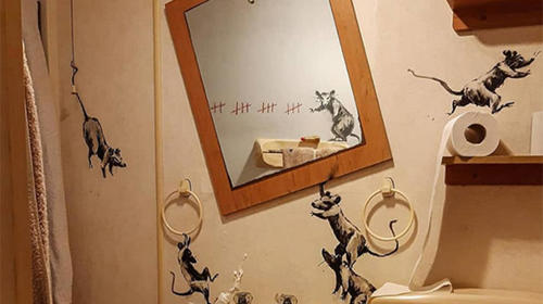 "Bansky" no puede pintar calles, hizo su última obra en casa