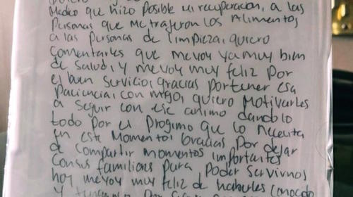El mensaje de un recuperado por Covid-19 a salubristas