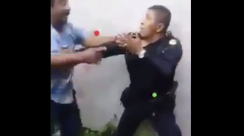 Padre e hijo que escandalizaban agreden a agente de la PNC