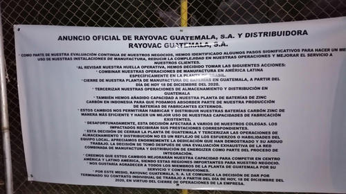 Rayovac cierra operaciones de manufactura en Guatemala