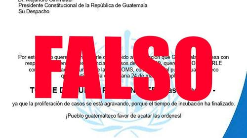 Desmienten carta de la OMS para pedir toque de queda permanente