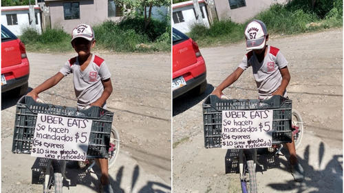 Niño en México hace mandados con su bici para comprarse tablet 