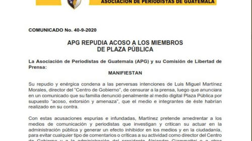 APG repudia acoso contra los miembros de Plaza P&uacute;blica