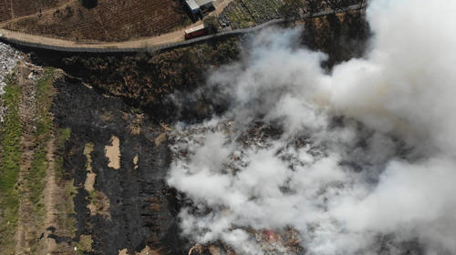 Impresionantes imágenes aéreas del incendio en Villa Nueva