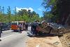 Accidente deja veh&iacute;culo volcado en la ruta Interamericana