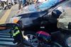 Accidente de tr&aacute;nsito deja tres heridos esta tarde en la zona 3