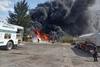 Incendio consume predio de transporte pesado en Villa Nueva