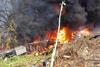 Pipa se incendia tras caer a hondonada en ruta al Atl&aacute;ntico
